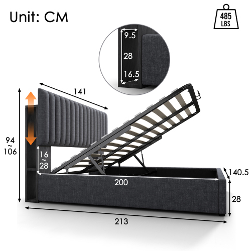 Polsterbett mit Stauraum, Doppelbett-OKWISH
