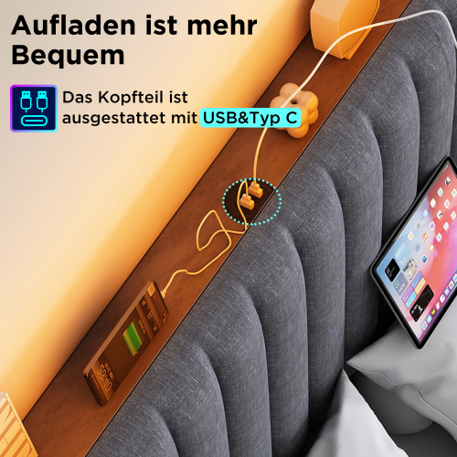 Polsterbett mit Stauraum, Doppelbett-OKWISH
