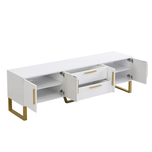 Hochländer TV-Schrank: Boden, goldene Griffe und Füße, Tür mit gravierter Textur, Aufhebungslösung für das Wohnzimmer, perfekte Kombination aus Eleganz, Luxus und Funktionalität-OKWISH