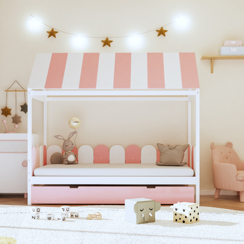 Kinderbett mit Himmel und Rückenlehne-OKWISH