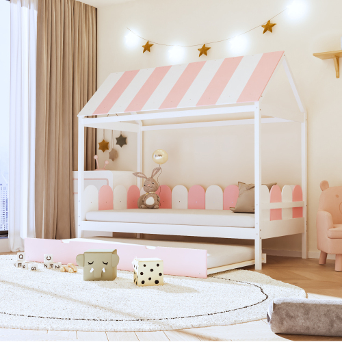 Kinderbett mit Himmel und Rückenlehne-OKWISH