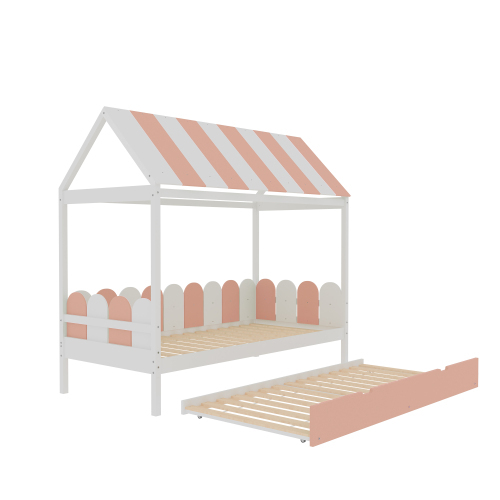 Kinderbett mit Himmel und Rückenlehne-OKWISH