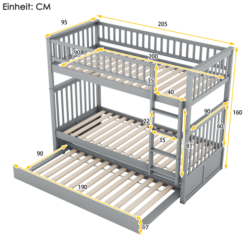 Etagenbett mit Ausziehbett-OKWISH