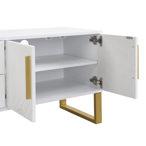 Hochländer TV-Schrank: Boden, goldene Griffe und Füße, Tür mit gravierter Textur, Aufhebungslösung für das Wohnzimmer, perfekte Kombination aus Eleganz, Luxus und Funktionalität-OKWISH