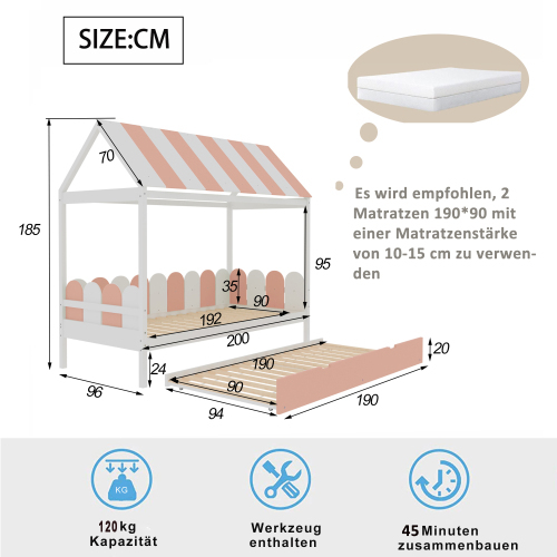 Kinderbett mit Himmel und Rückenlehne-OKWISH