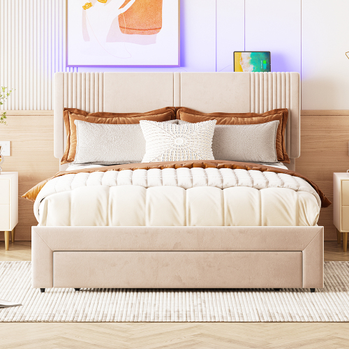 Hautfreundliches Doppelbett aus Samtstoff-OKWISH