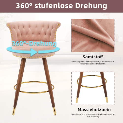 360° frei drehbarer Barhocker aus Samt-OKWISH