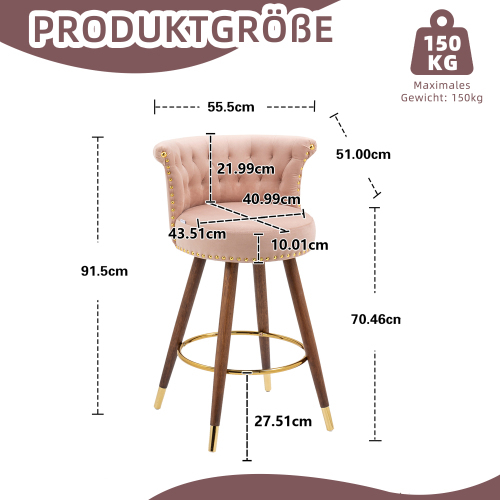 360° frei drehbarer Barhocker aus Samt-OKWISH