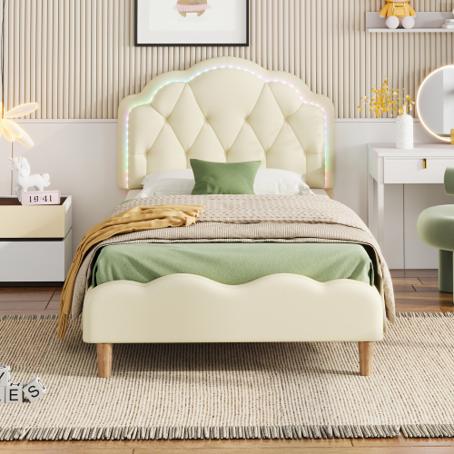 Polsterbett mit gewelltem Kopfteil-OKWISH