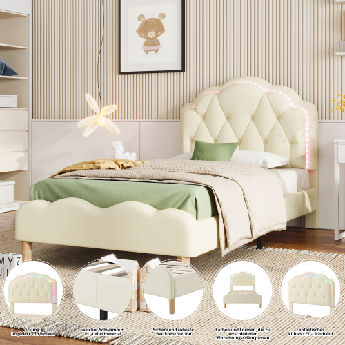 Polsterbett mit gewelltem Kopfteil-OKWISH