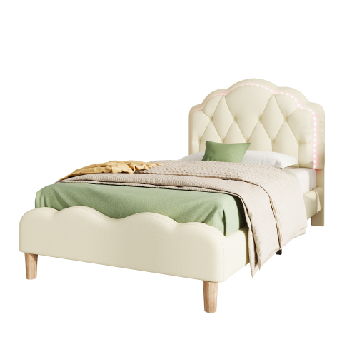 Polsterbett mit gewelltem Kopfteil-OKWISH