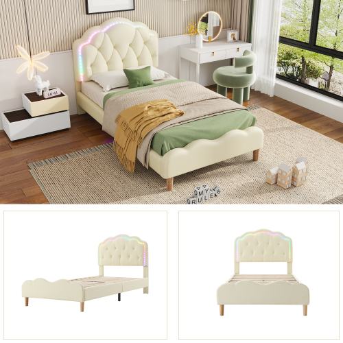 Polsterbett mit gewelltem Kopfteil-OKWISH