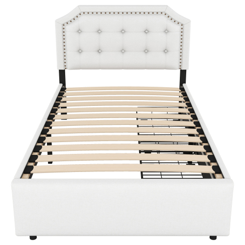 Nachttisch, gepolstertes Bett mit Ziernieten-OKWISH