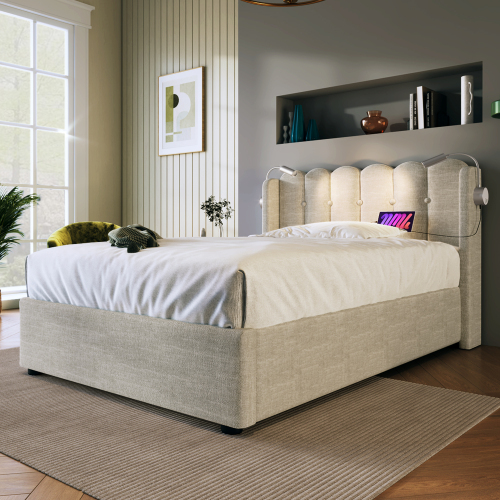 Gepolstertes Doppelbett mit Lattenrost-OKWISH