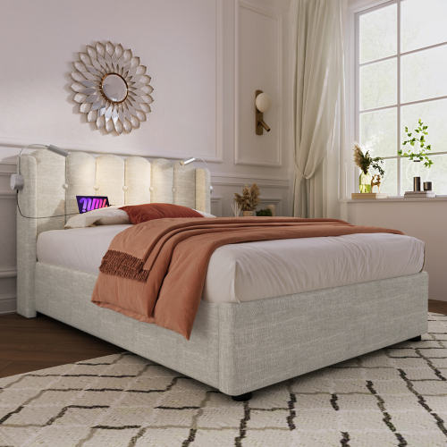 Gepolstertes Doppelbett mit Lattenrost-OKWISH