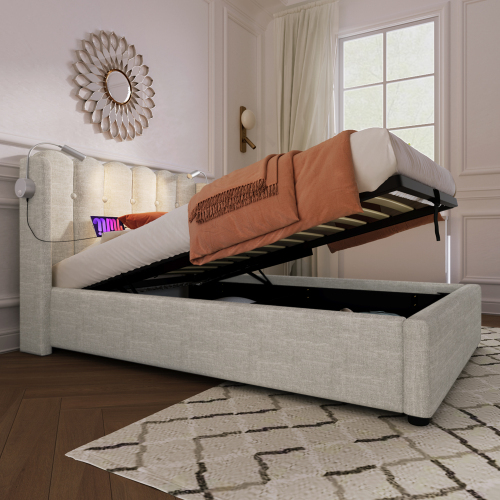 Gepolstertes Doppelbett mit Lattenrost-OKWISH