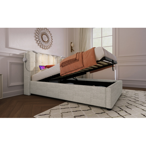 Gepolstertes Doppelbett mit Lattenrost-OKWISH