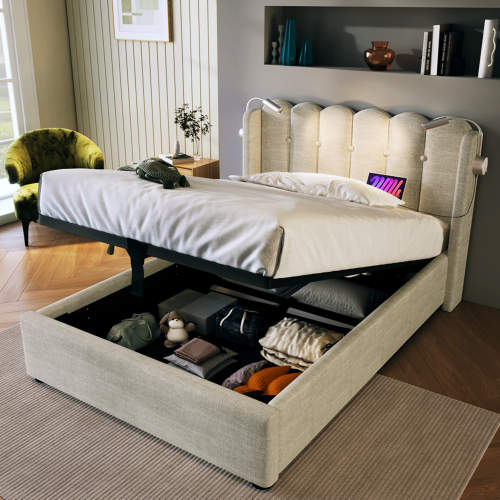 Gepolstertes Doppelbett mit Lattenrost-OKWISH
