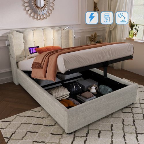 Gepolstertes Doppelbett mit Lattenrost-OKWISH