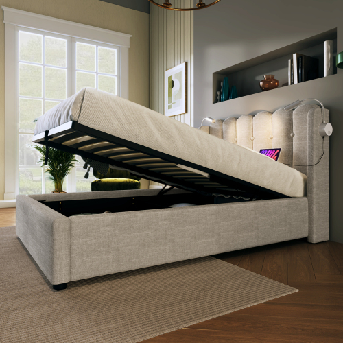 Gepolstertes Doppelbett mit Lattenrost-OKWISH
