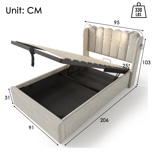 Gepolstertes Doppelbett mit Lattenrost-OKWISH