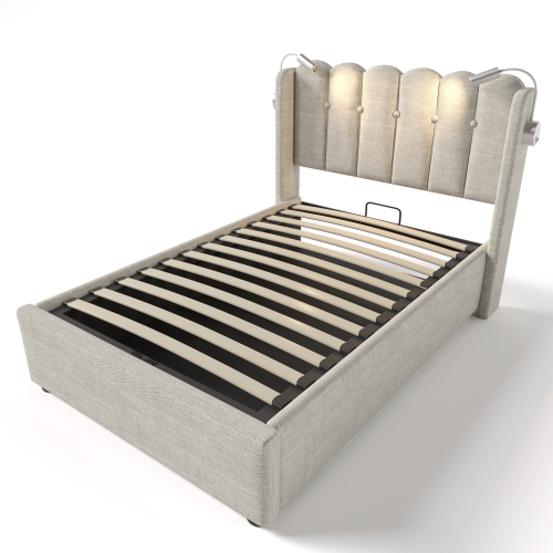 Gepolstertes Doppelbett mit Lattenrost-OKWISH