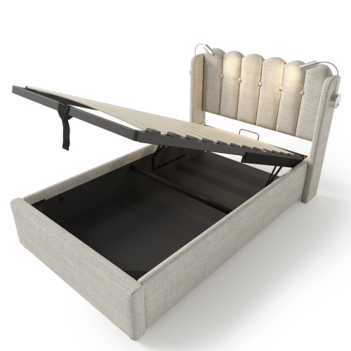 Gepolstertes Doppelbett mit Lattenrost-OKWISH