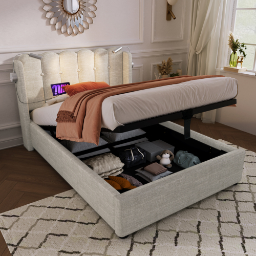 Gepolstertes Doppelbett mit Lattenrost-OKWISH