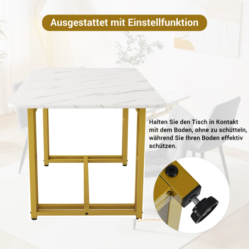 Gold Esstisch mit 4 Stühlen Set,Moderne Küche Esstisch Set, dunkelgrüner Samt Esszimmerstühle