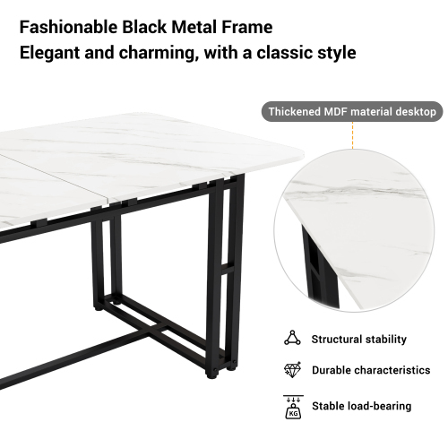 Rechteckiger, leichter Luxus-Esstisch mit Metallrahmen-OKWISH