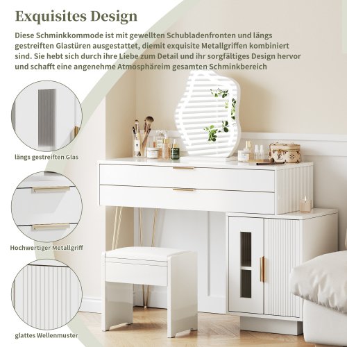 Ausziehbarer Schminktisch mit LED-Lichtspiegel-OKWISH