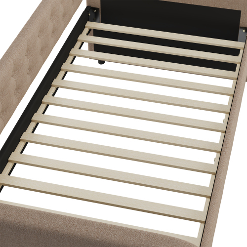 90*200cm Sofabett, Tagesbett, mit ausziehbares rollbett, großer Stauraum