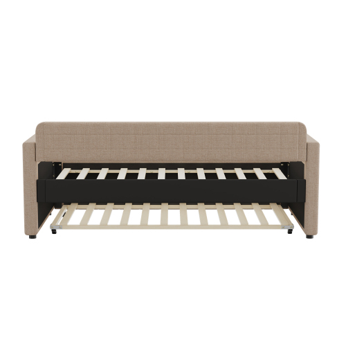 90*200cm Sofabett, Tagesbett, mit ausziehbares rollbett, großer Stauraum