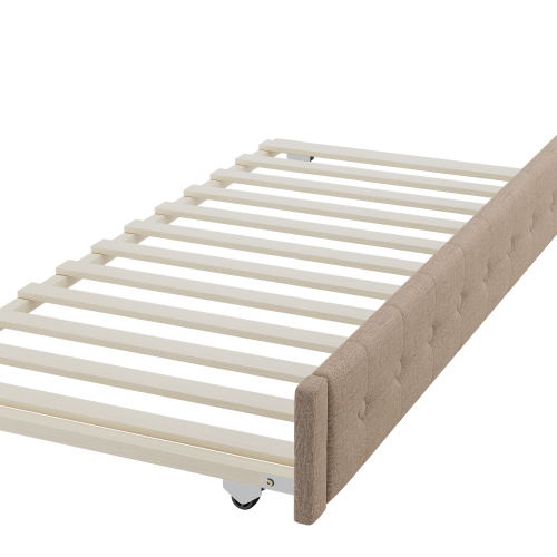 90*200cm Sofabett, Tagesbett, mit ausziehbares rollbett, großer Stauraum