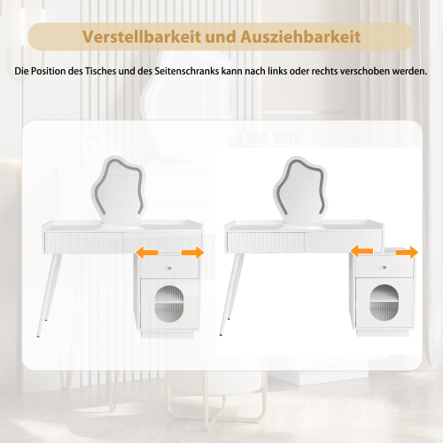 Schminktisch mit LED-Spiegel und Beleuchtung-OKWISH