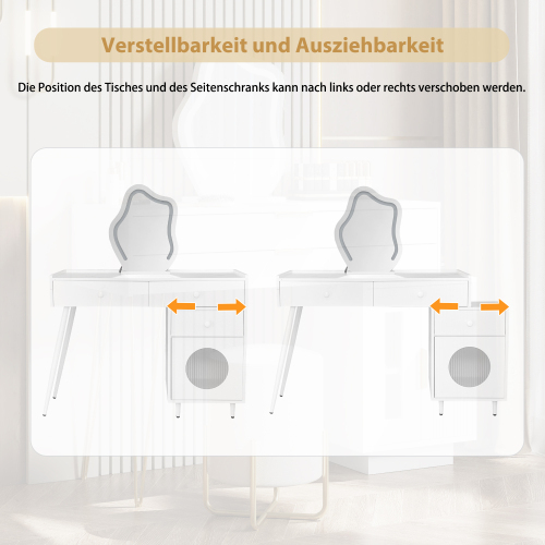 Schminktisch mit LED-Spiegel und Beleuchtung-OKWISH
