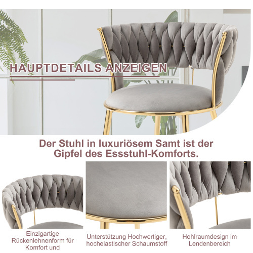 Esszimmerstuhl aus weichem Samt, 2er-Set-OKWISH