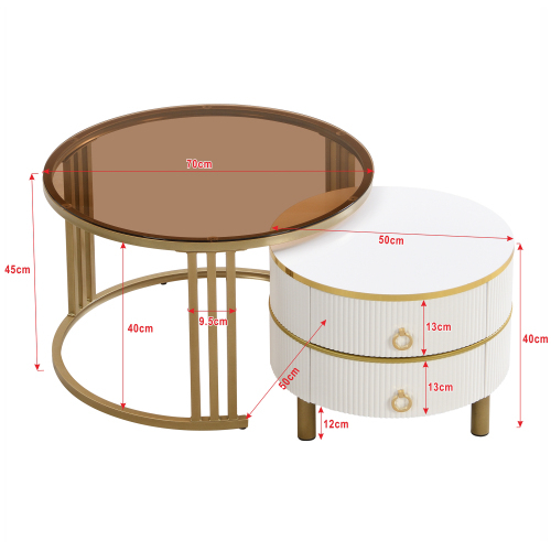 2-in-1 runder MDF-Couchtisch-OKWISH