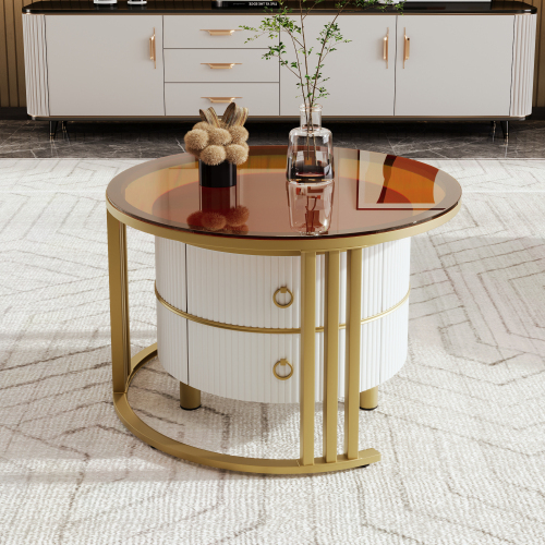 2-in-1 runder MDF-Couchtisch-OKWISH