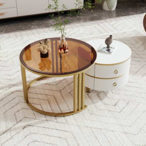 2-in-1 runder MDF-Couchtisch-OKWISH