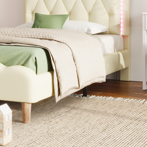 Polsterbett mit gewelltem Kopfteil-OKWISH