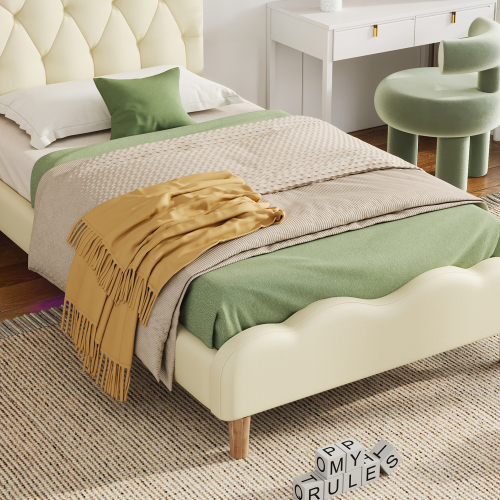 Polsterbett mit gewelltem Kopfteil-OKWISH