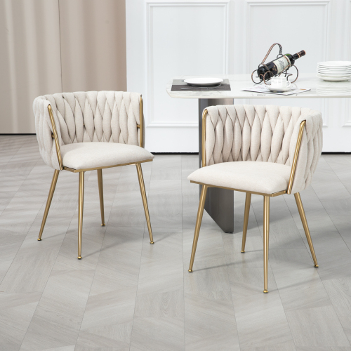 Casual Dining Chair Sofa Chair Leinenstoff gepolsterter Loungesessel (Eisenfüße) 2pcs/set 