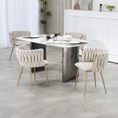 Casual Dining Chair Sofa Chair Leinenstoff gepolsterter Loungesessel (Eisenfüße) 2pcs/set 