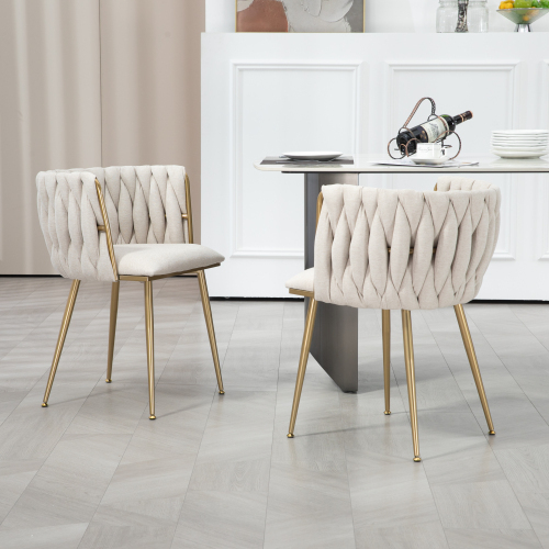 Casual Dining Chair Sofa Chair Leinenstoff gepolsterter Loungesessel (Eisenfüße) 2pcs/set 