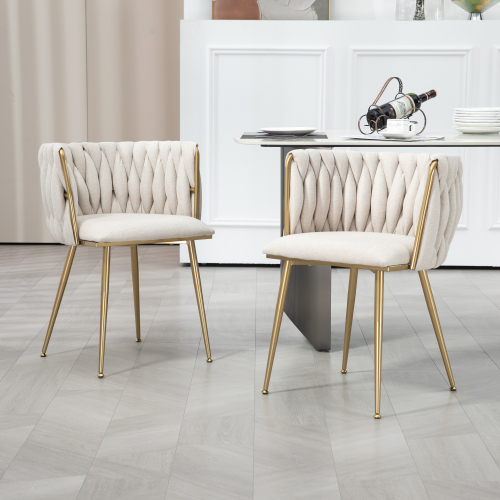 Casual Dining Chair Sofa Chair Leinenstoff gepolsterter Loungesessel (Eisenfüße) 2pcs/set 