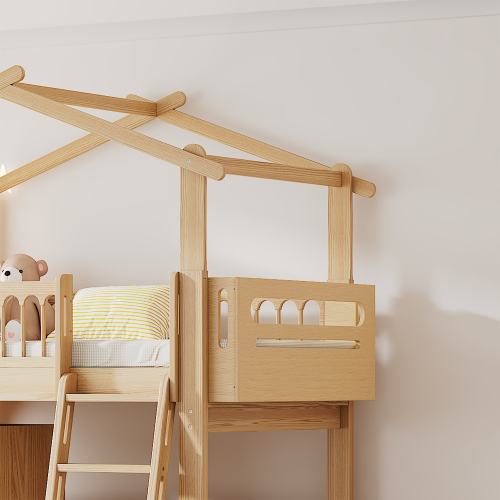 Anti-Fall-Kinderetagenbett aus Kiefernholz-OKWISH