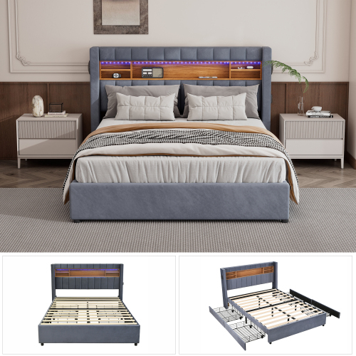 Gepolstertes Bett mit offener Trennwand-OKWISH