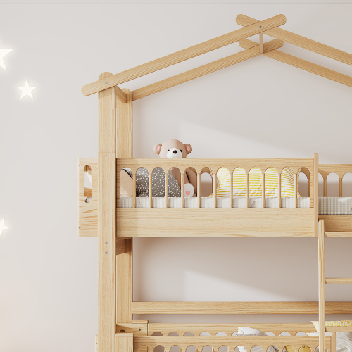 Anti-Fall-Kinderetagenbett aus Kiefernholz-OKWISH