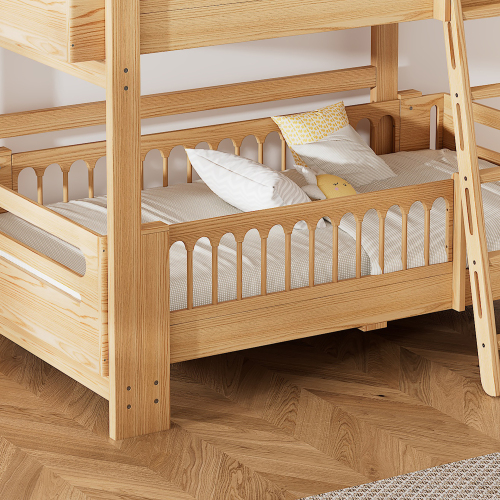 Anti-Fall-Kinderetagenbett aus Kiefernholz-OKWISH